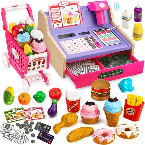 Wooden toy cash register for - toy,